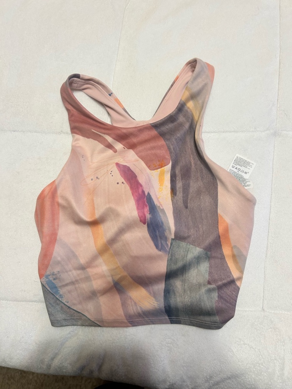 Athleta Painterly Racerback Crop Top - Pink Multi